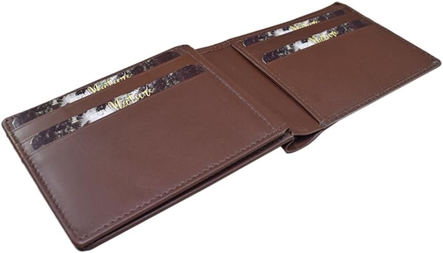 WILD WOODS Genuine Leather Wallet Mens Bifold Wallet RFID Blocking Slim Minimalist Front Pocket - Thin & Stylish with 1 ID Window, 9 Card Slot and 3 Slip Pockets Brown - Image 4