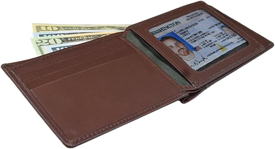 WILD WOODS Genuine Leather Wallet Mens Bifold Wallet RFID Blocking Slim Minimalist Front Pocket - Thin & Stylish with 1 ID Window, 9 Card Slot and 3 Slip Pockets Brown - Image 3
