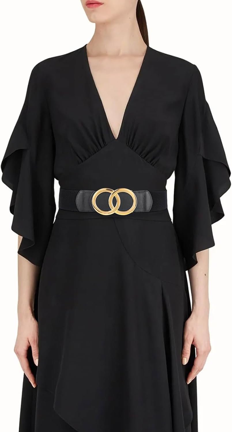 Women's Fashion Classic Metal Buckle Leather Belt with Jeans Dress - Image 4