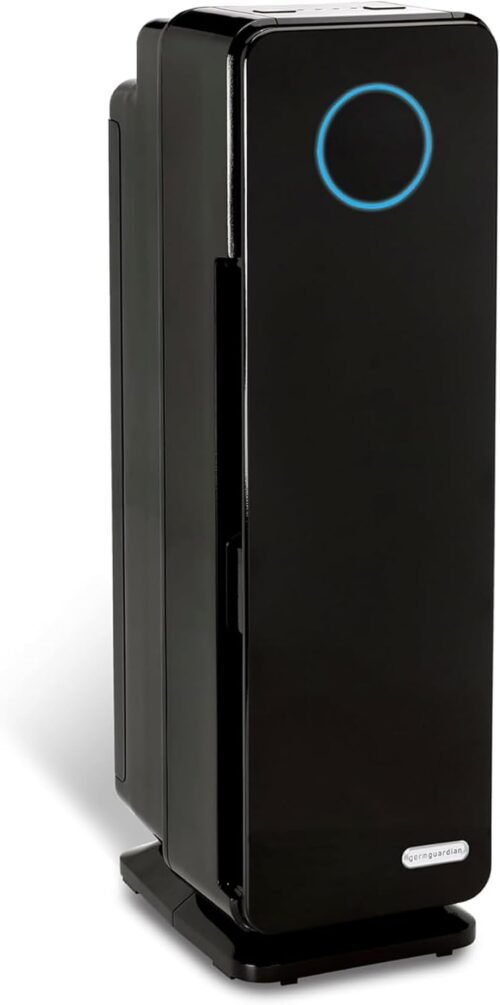 GermGuardian 5-In-1 HEPA Air Purifier for Home, Pet Air Purifier with HEPA Air Filter & UV-C Light, AC4300BPTCA, 743 Sq. Ft., 22” Tower, Black