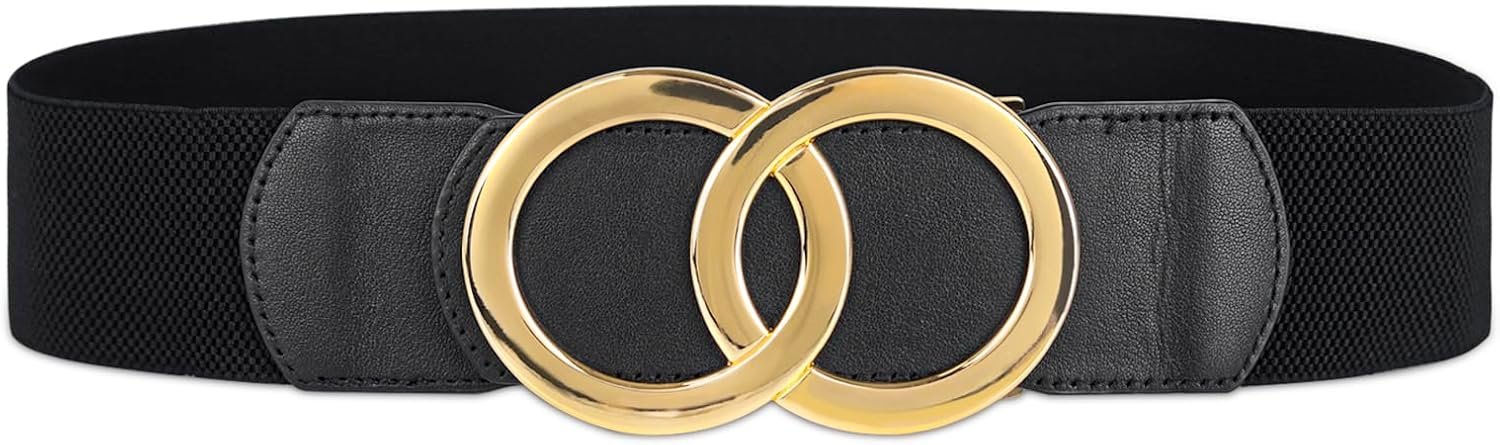 Women's Fashion Classic Metal Buckle Leather Belt with Jeans Dress