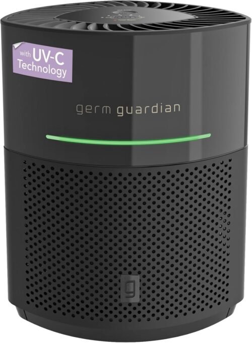 GermGuardian Airsafe+ HEPA Air Purifier for Home, Large Rooms Up To 1043 Sq. Ft. with HEPA Air Filter, UV-C Light & Air Quality Sensor, AC3000B, Black