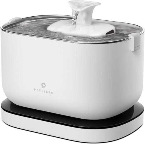 PETLIBRO Cordless Cat Water Fountain, Rechargeable Battery Operated Wireless Pet Water Fountain, 2.5L/84oz Cat Water Dispenser for Drinking with Quiet Pump Stainless Steel Tray Easy Clean BPA-Free