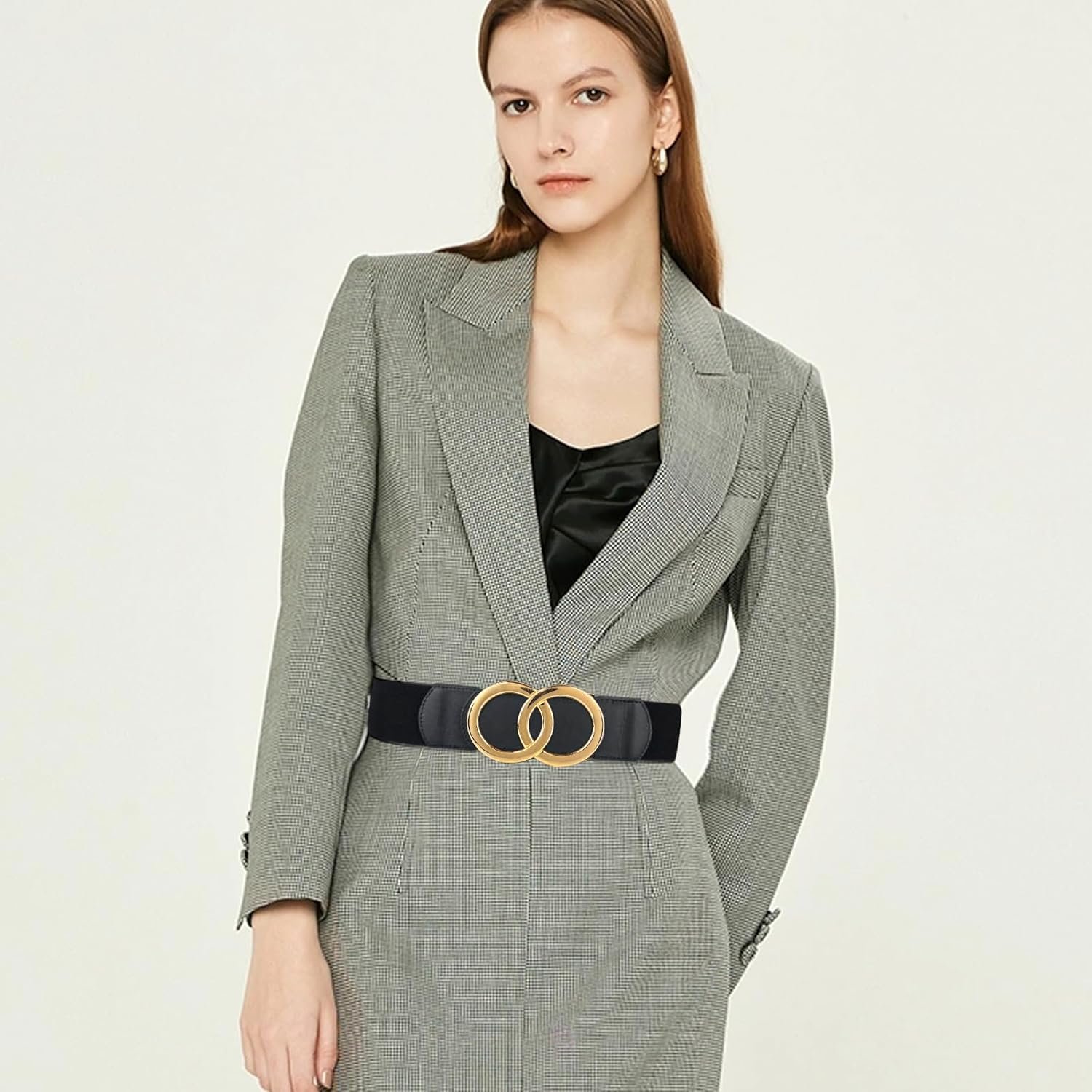 Women's Fashion Classic Metal Buckle Leather Belt with Jeans Dress - Image 5