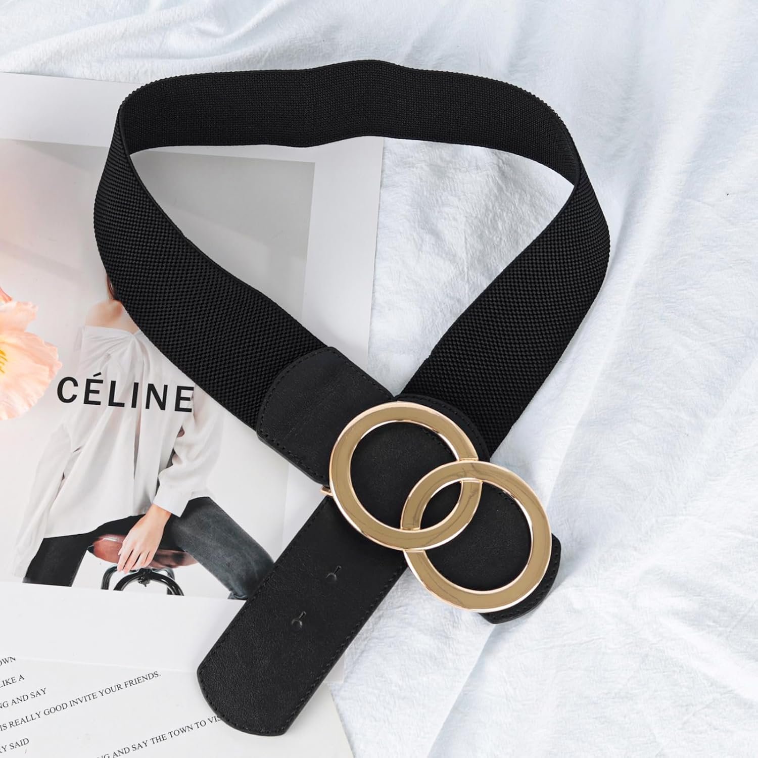 Women's Fashion Classic Metal Buckle Leather Belt with Jeans Dress - Image 2