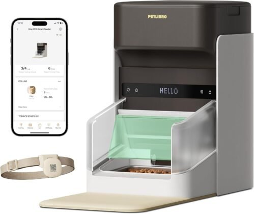 PETLIBRO Upgraded RFID Automatic Cat Feeder, 5G Wi-Fi Automatic Pet Feeder, 3L Auto Cat Feeder App Control with Light Collar Tag, Tag Activated One Automatic Cat Food Dispenser 1-10 Meals Control