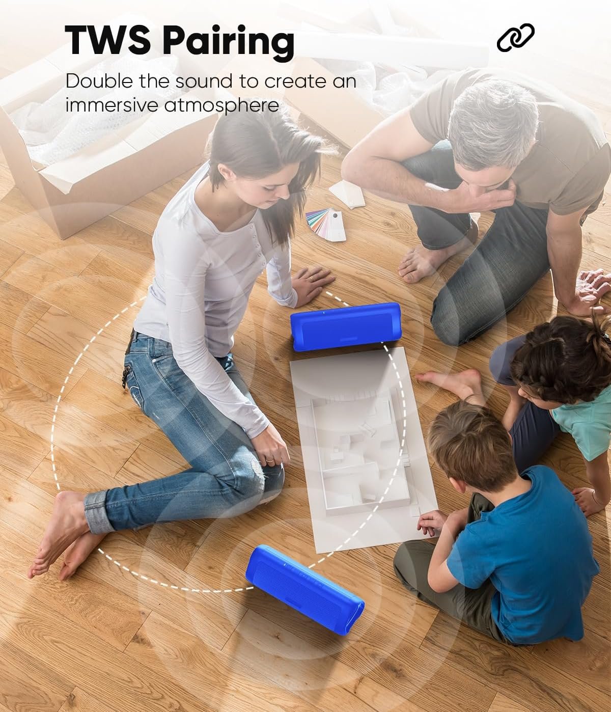 Bluetooth Portable Wireless Speakers with HD Sound, IPX5 Waterproof, Up to 20H Playtime, TWS Pairing, BT5.3, for Home/Party/Outdoor/Beach, Electronic Gadgets, Birthday Gift (Blue) - Image 5