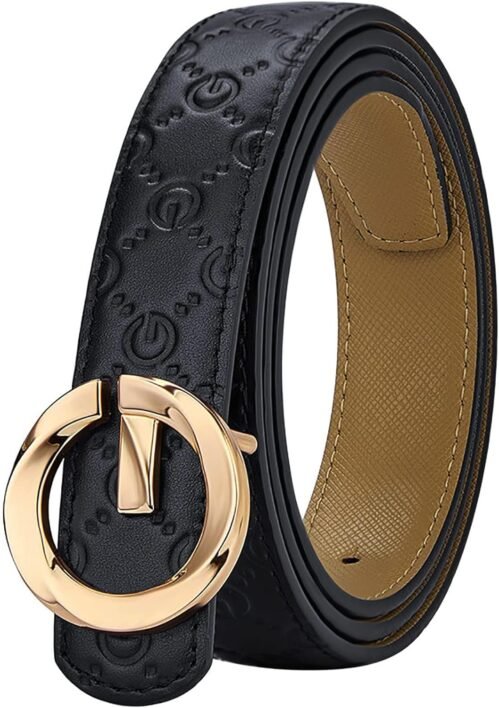 VANNANBA Belts for Genuine Leather with Letter Pinhole Buckle Belt
