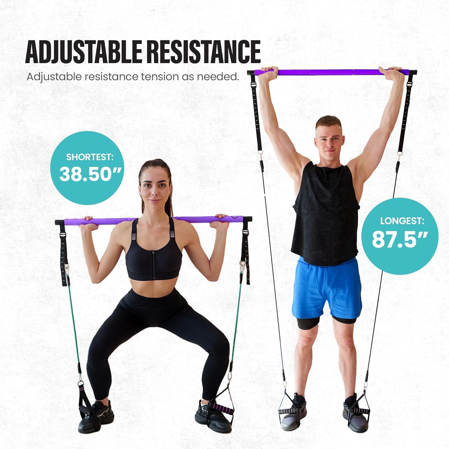 Upgraded Pilates Bar Kit – 39” Adjustable Exercise Equipment for Men, Women with 6X 20, 30, 40 lbs Resistance Bands with Adjustment Buckle – Pilates Equipment for Home Workouts for All Fitness Levels - Image 7