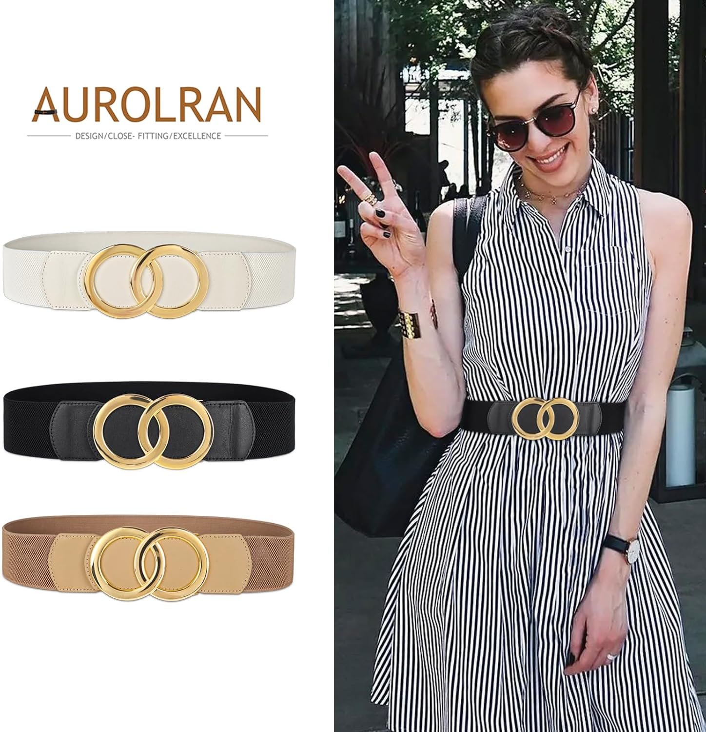 Women's Fashion Classic Metal Buckle Leather Belt with Jeans Dress - Image 6