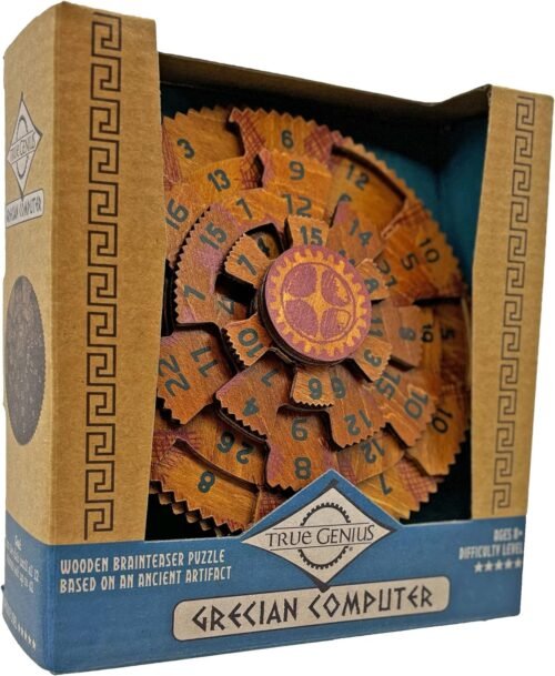 Project Genius Grecian Computer Mechanical Math Puzzle, Wooden Brainteaser Gift for History Buffs and Smart Kids, Teens, and Adults – True Genius Series Inspired by The Ancient Antikythera Mechanism