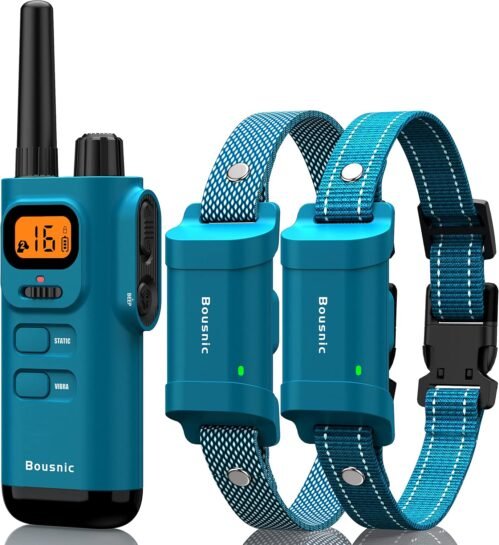Bousnic Dog Training Collar with Remote – 4000ft Waterproof Dog Shock Collars 2 Dogs for Large Medium Small Dogs Rechargeable E Collars for Dogs Training with Beep Vibration Humane Shock(1-16) Mode