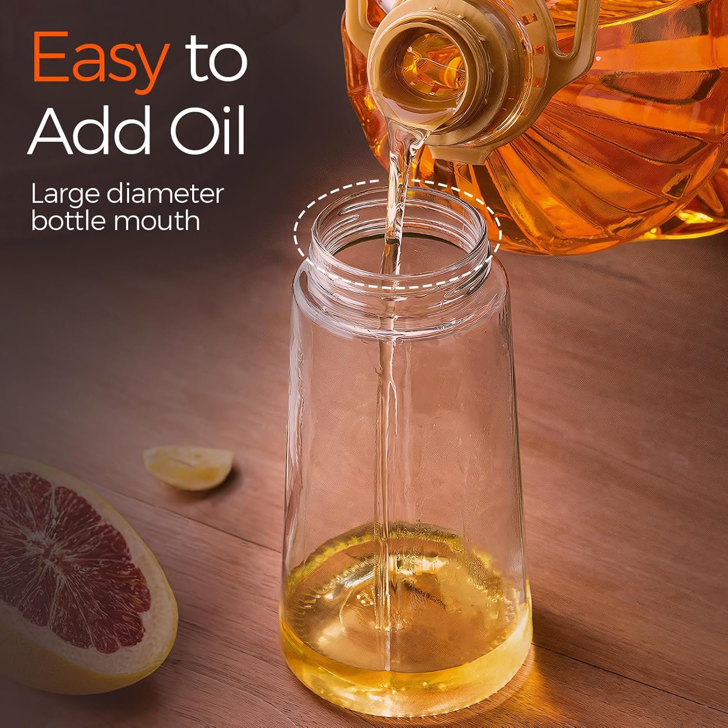 YARRAMATE 16oz/470ml Oil Sprayer for Cooking with Stickers, Food-grade Premium 2 in 1 Olive Oil Dispenser Bottle for Kitchen Gadgets, Air Fryer, Salad, Frying, BBQ (Creamy White) - Image 4