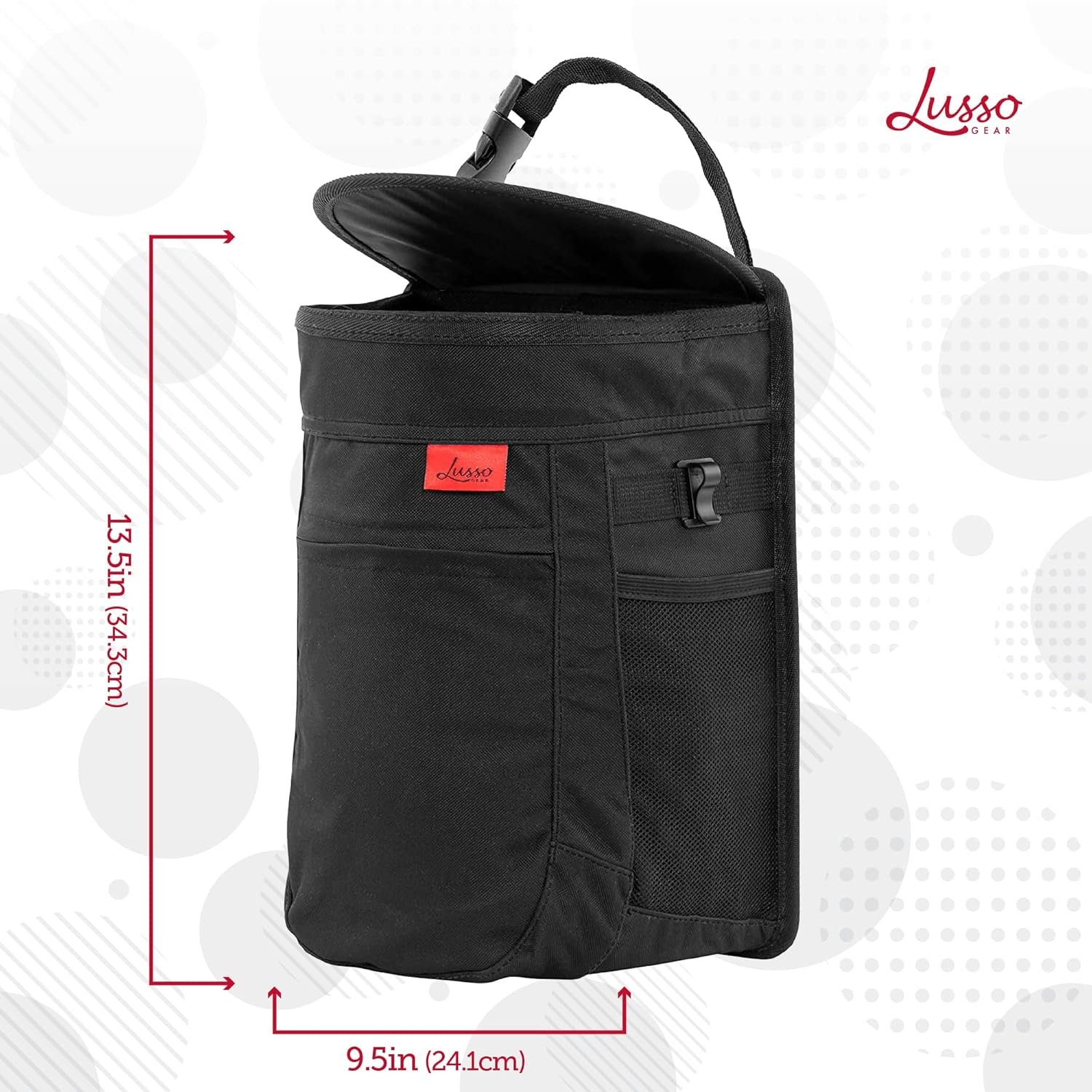 Lusso Gear Spill-Proof Car Trash Can 2.5 Gallon - Easy-to-Clean Hanging Garbage Bin - Leak-Proof Lid, Removable Liner, Waterproof - Keep Car, SUV, Truck, Minivan Odor-Free - Black - Truck Accessories - Image 7