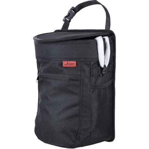 Lusso Gear Spill-Proof Car Trash Can 2.5 Gallon – Easy-to-Clean Hanging Garbage Bin – Leak-Proof Lid, Removable Liner, Waterproof – Keep Car, SUV, Truck, Minivan Odor-Free – Black – Truck Accessories